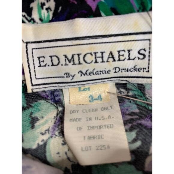 Medium E.D. Michaels Floral Maxi Dress 1980s Vintage Pockets - Picture 8 of 8